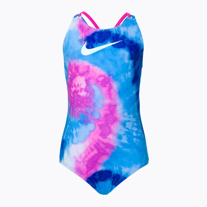 Costum de baie întreg pentru copii Nike Tie Dye Spiderback albastru NESSC719-458