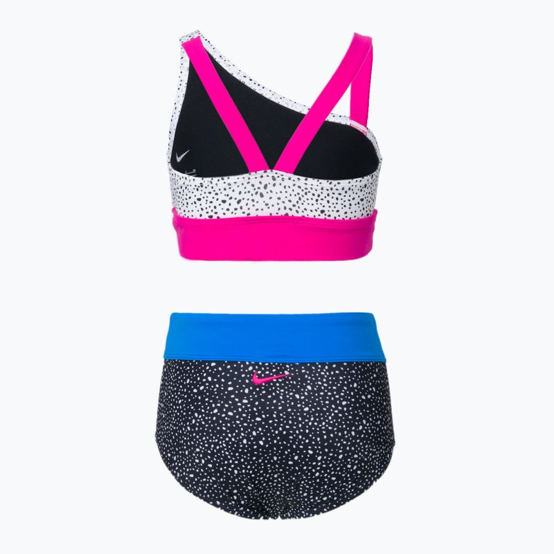 Costum de baie din două piese pentru copii Nike Water Dots Asymmetrical alb și negru NESSC725-001 2