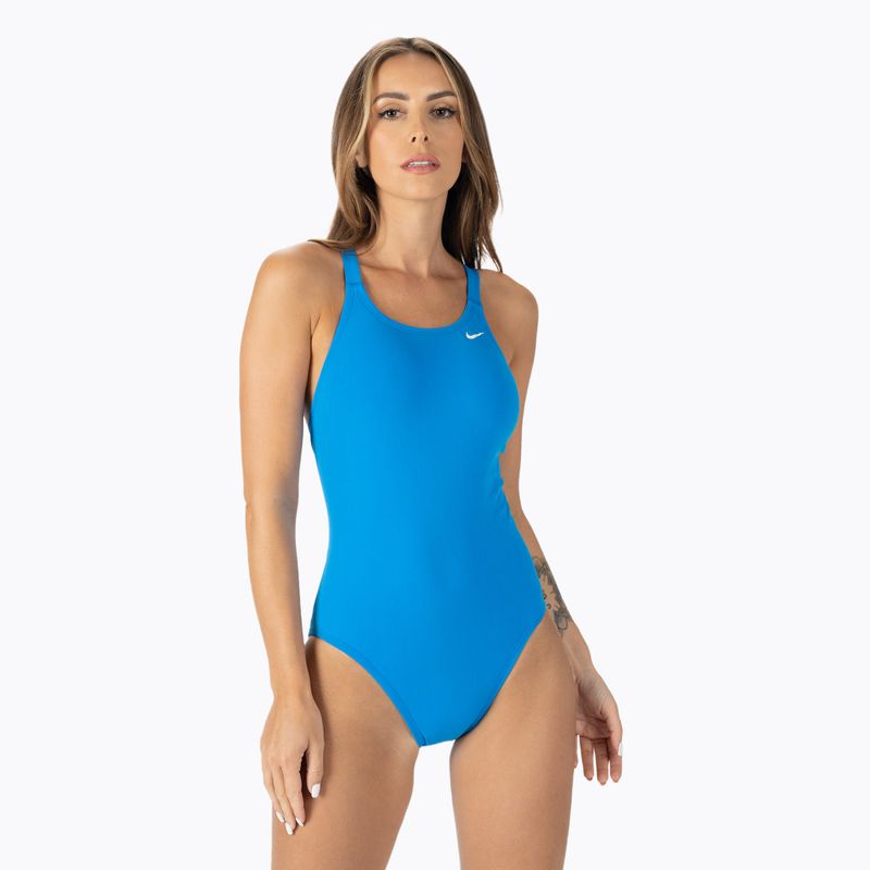Costum de baie dintr-o singură piesă pentru femei Nike Hydrastrong Solid Fastback albastru NESSA001-458
