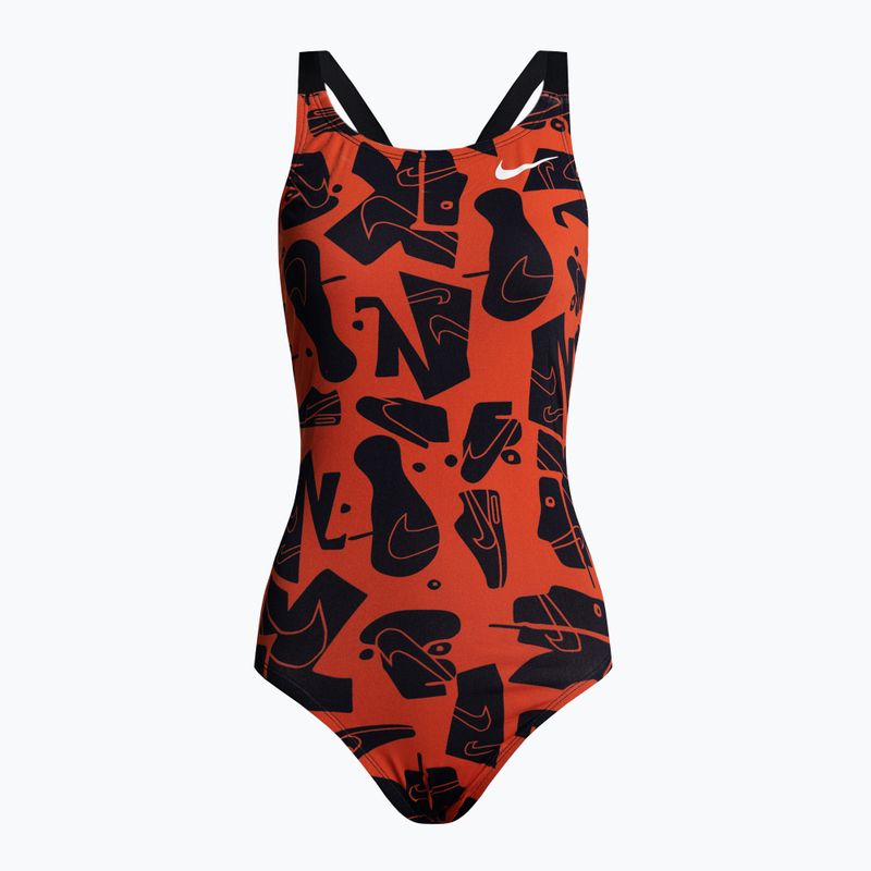 Costum de baie dintr-o singură piesă pentru femei Nike Multiple Print Fastback portocaliu NESSC050-631