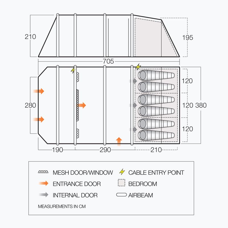 Cort de camping pentru 6 persoane Vango Lismore Air TC 600XL Package cloud grey 5