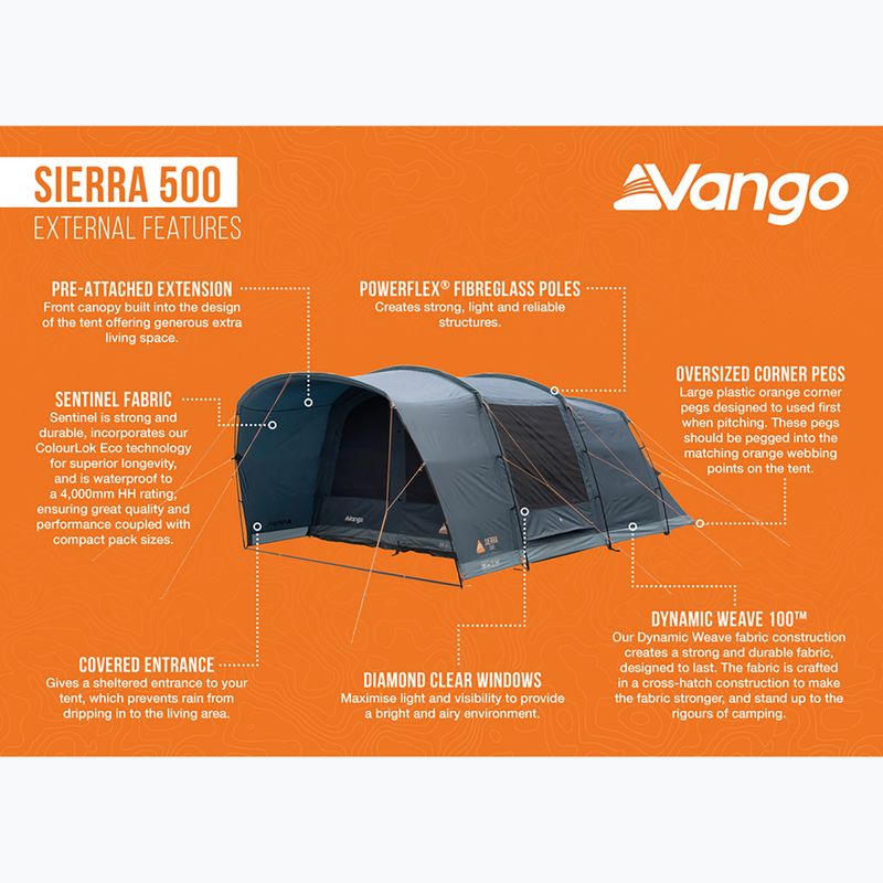 Cort de camping pentru 5-persoane Vango Sierra 500 deep blue 13