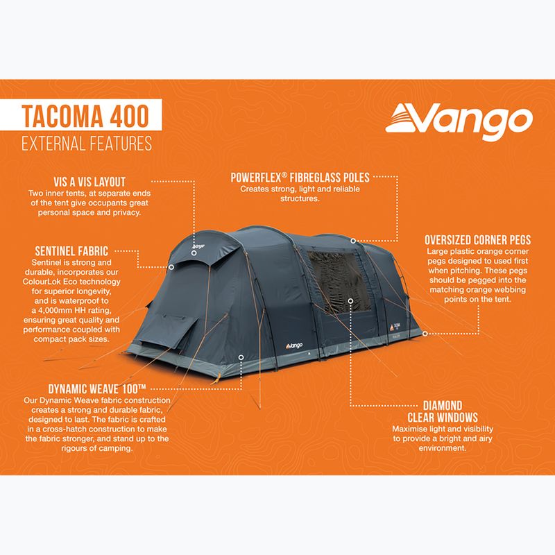 Cort de camping pentru 4-persoane Vango Tacoma 400 deep blue 12