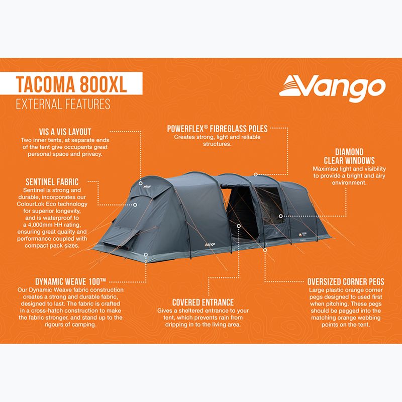 Cort de camping pentru 8-persoane Vango Tacoma 800XL deep blue 14