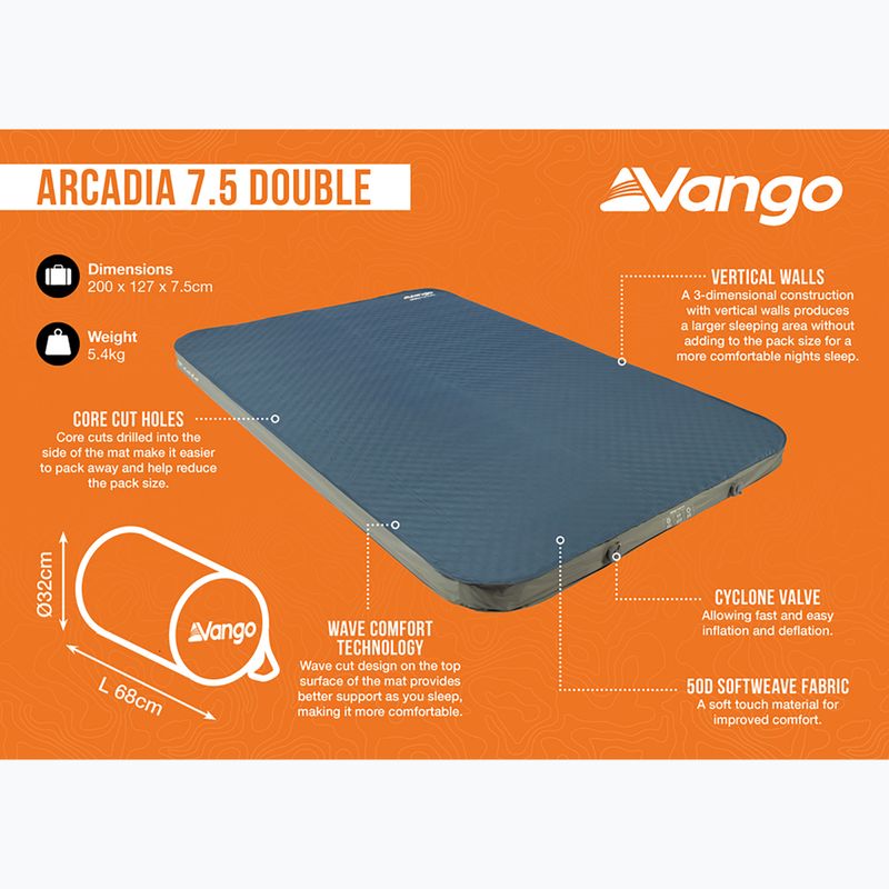 Covoraș autogonflabil  Vango Arcadia 7.5 Double deep blue 7