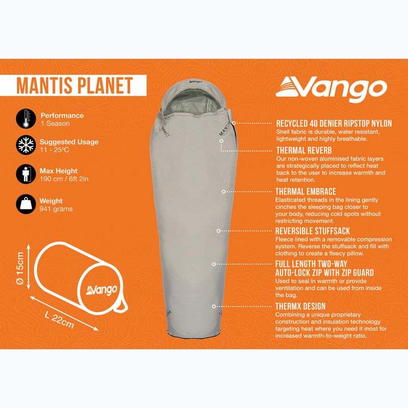 Sac de dormit Vango Mantis Planet grey flannel 14