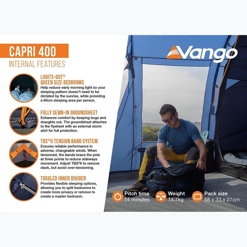 Cort de camping 4-persoane Vango Capri 400 twilight blue 11