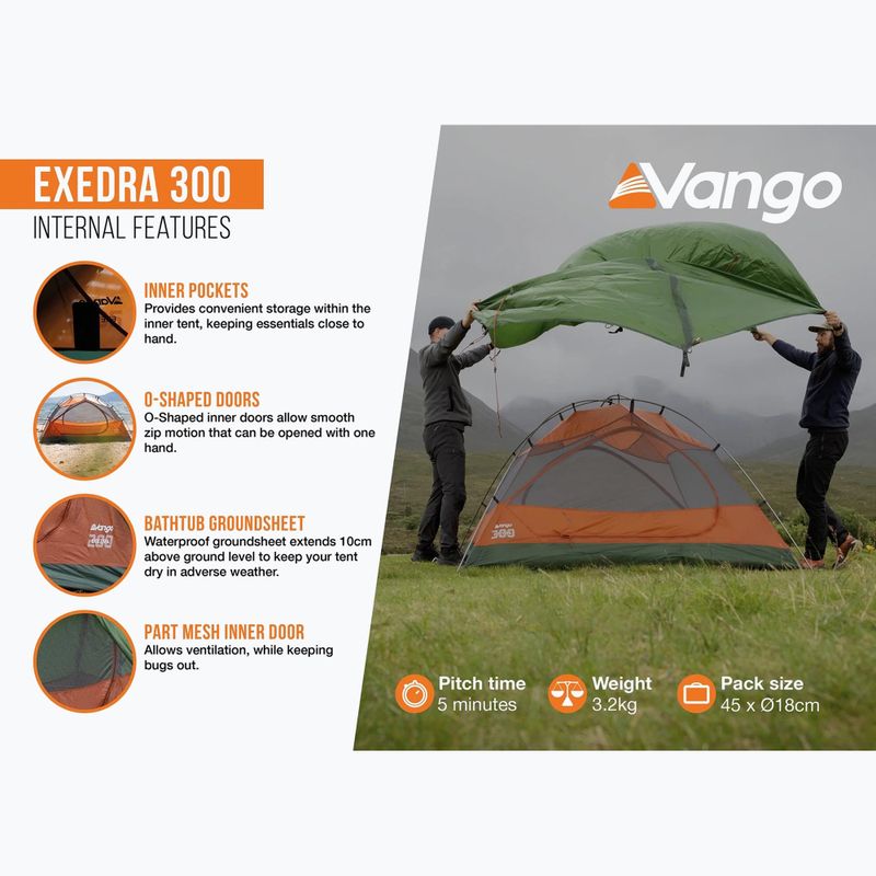 Cort de trekking 3-persoane Vango Exedra 300 forest green 13