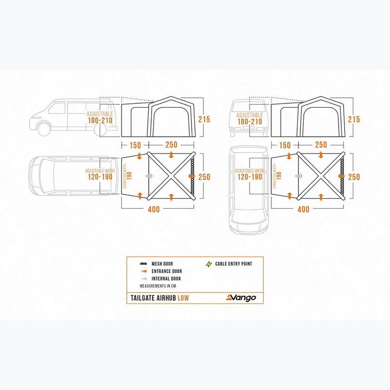 Vestibul pentru mașină Vango AirHub II Low cloud grey 11