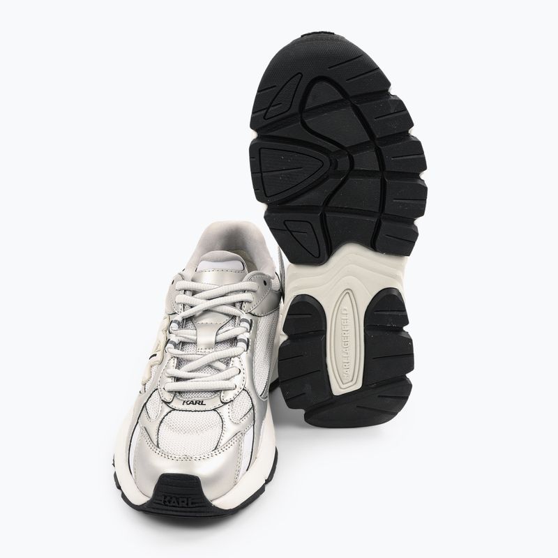 Încălțăminte pentru femei KARL LAGERFELD Orion Sidetrim white leather/textile w/silver 5