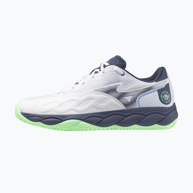 Încălțăminte de tenis pentru bărbați Mizuno Wave Enforce Court CC white/ vintage indigo/ neo mint