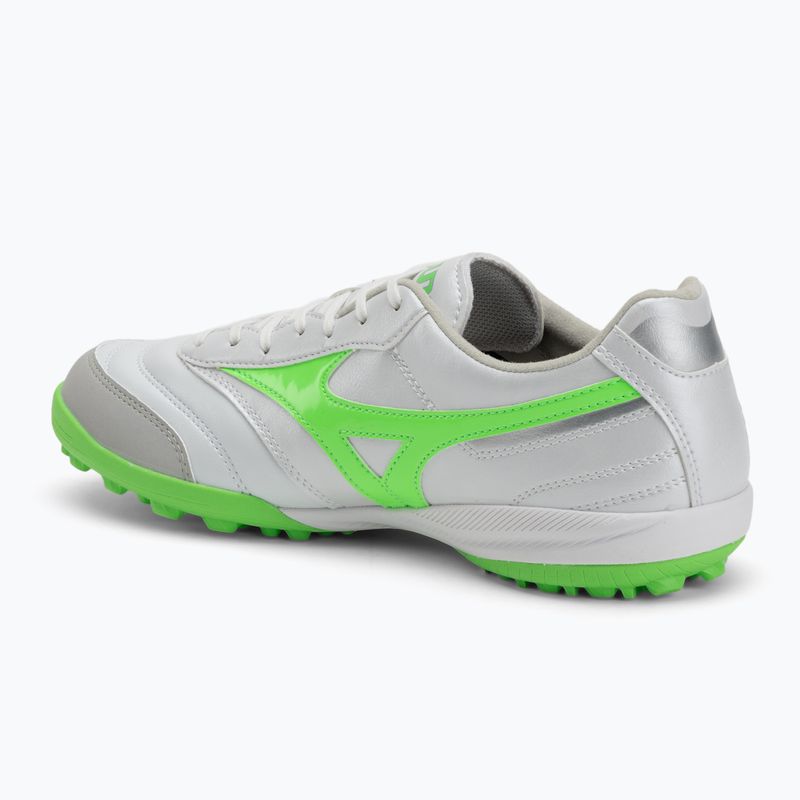 Încălțăminte de fotbal pentru bărbați Mizuno Morelia Sala Pro TF white/neon green/galaxy silver 3