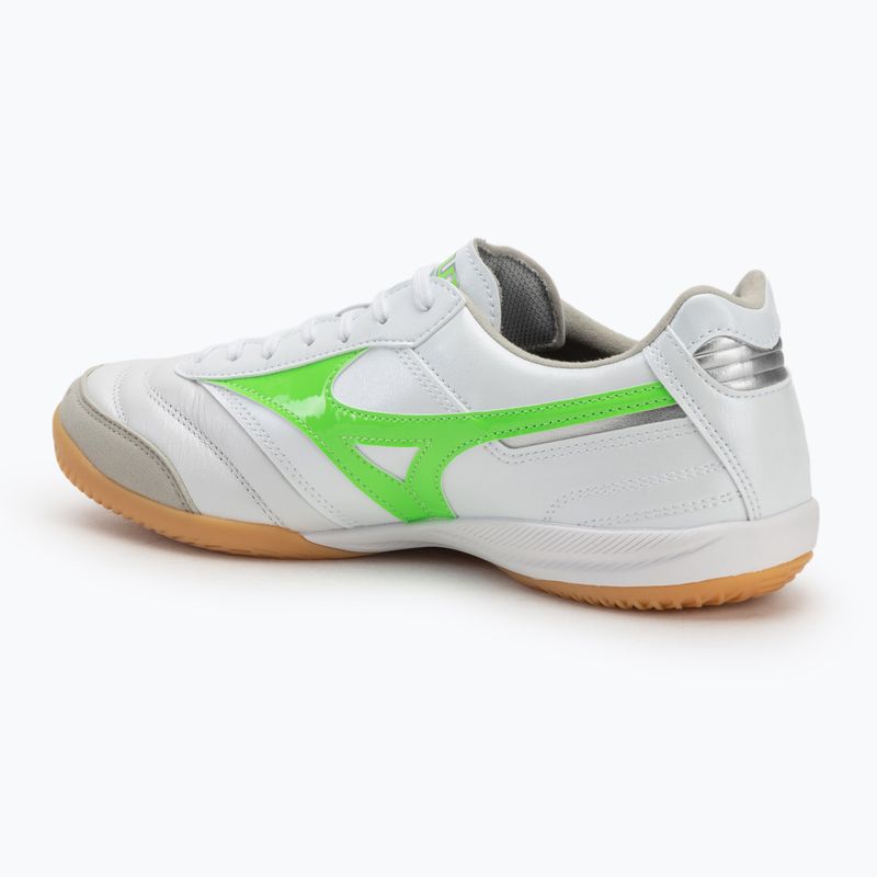 Încălțăminte de fotbal pentru bărbați Mizuno Morelia Sala Elite IN white/neon green/galaxy silver 3
