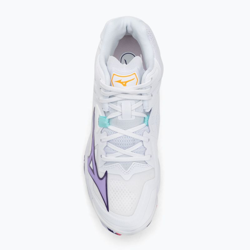 Pantofi de volei pentru femei Mizuno Wave Lightning Z8 Mid albi/violet indigo/camelliaros 5