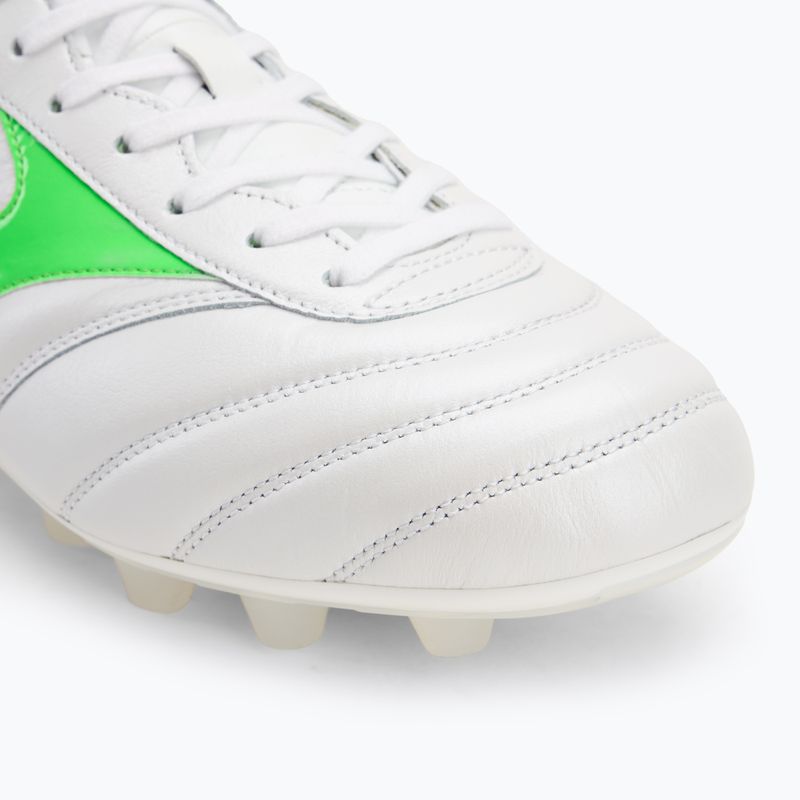 Încălțăminte de fotbal pentru bărbați Mizuno Morelia II Japan Md white/neon green/galaxy silver 7