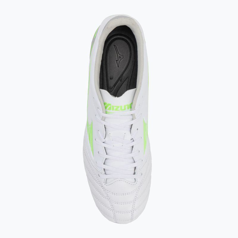 Încălțăminte de fotbal pentru bărbați Mizuno Morelia Neo IV Pro Md white/neon green/cool gray 3c 5