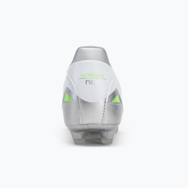 Încălțăminte de fotbal pentru bărbați Mizuno Morelia Neo IV Pro Md white/neon green/cool gray 3c 6