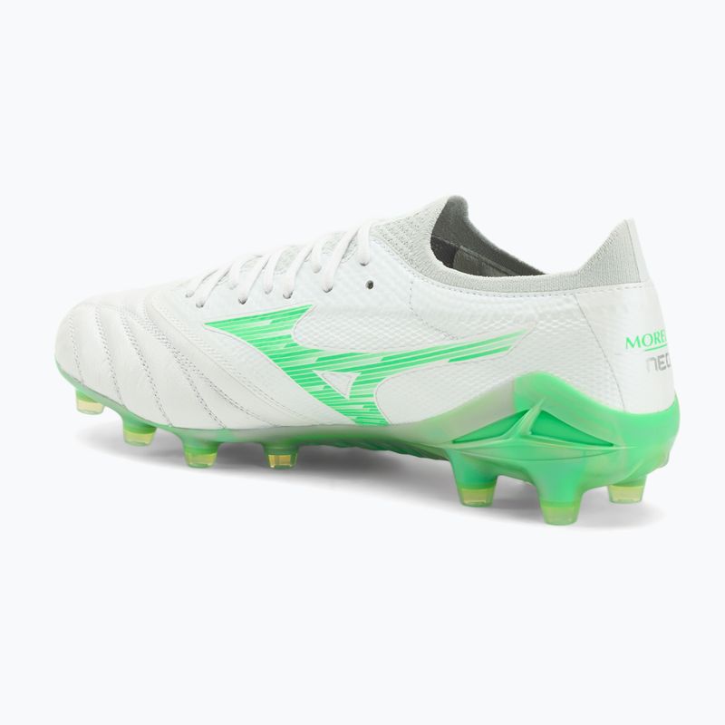 Încălțăminte de fotbal pentru bărbați Mizuno Morelia Neo IV Β Elite MD white/neon green/cool gray 3c 3