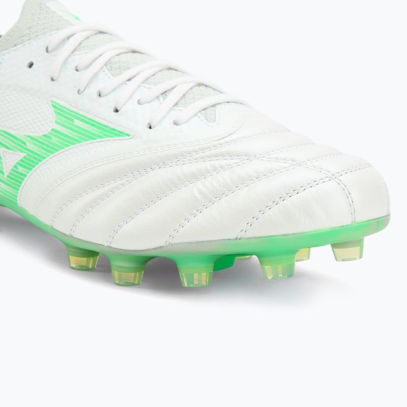 Încălțăminte de fotbal pentru bărbați Mizuno Morelia Neo IV Β Elite MD white/neon green/cool gray 3c 7
