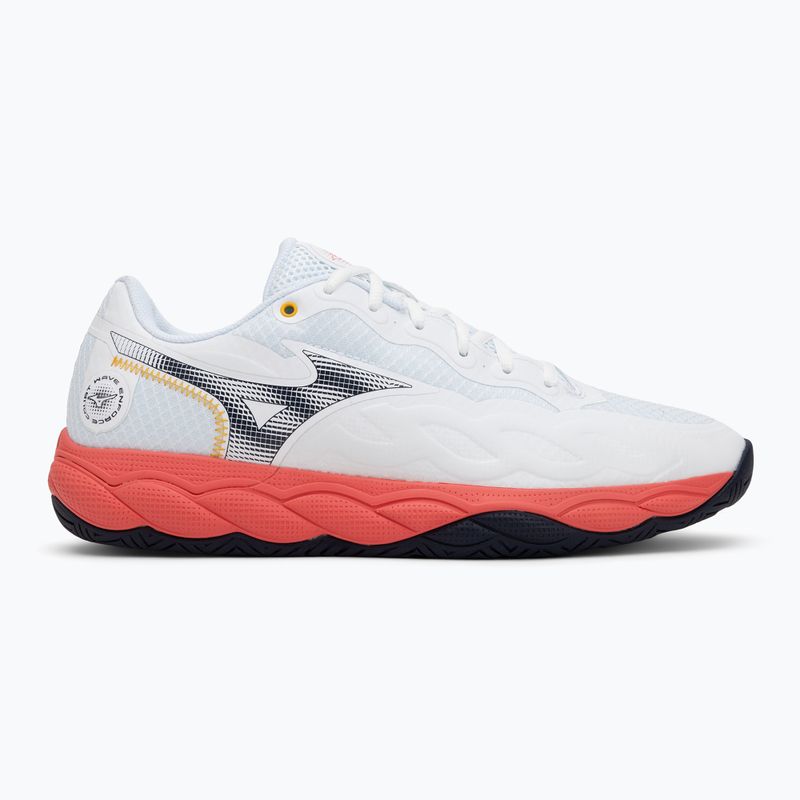 Încălțăminte de tenis pentru bărbați Mizuno Wave Enforce Court AC white/baritone blue/calypso coral 2