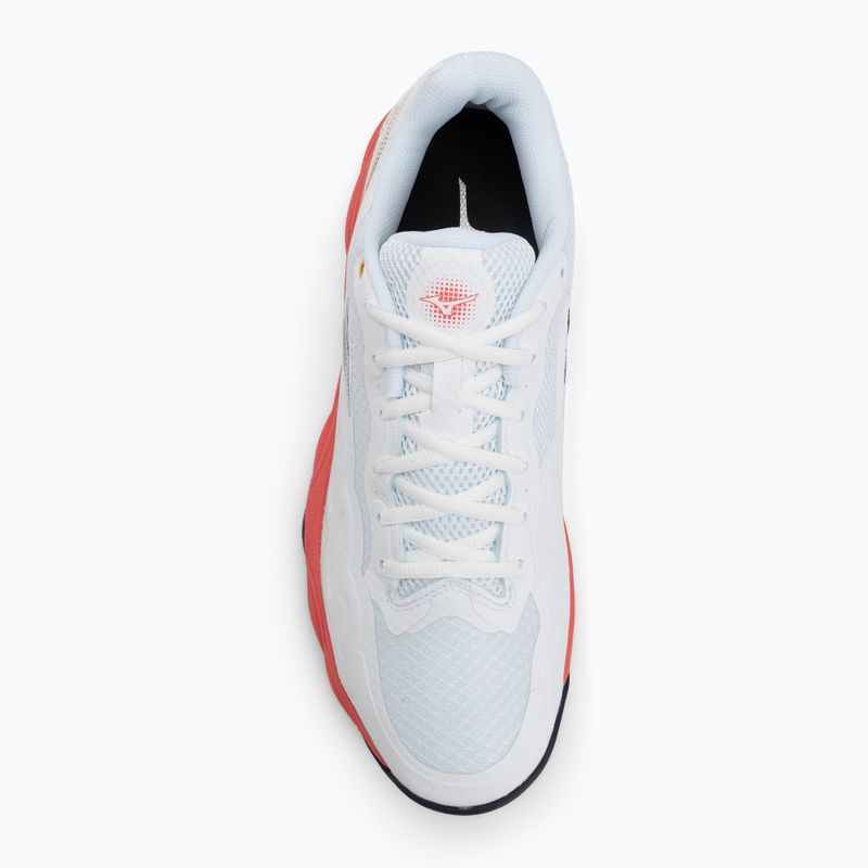 Încălțăminte de tenis pentru bărbați Mizuno Wave Enforce Court AC white/baritone blue/calypso coral 5