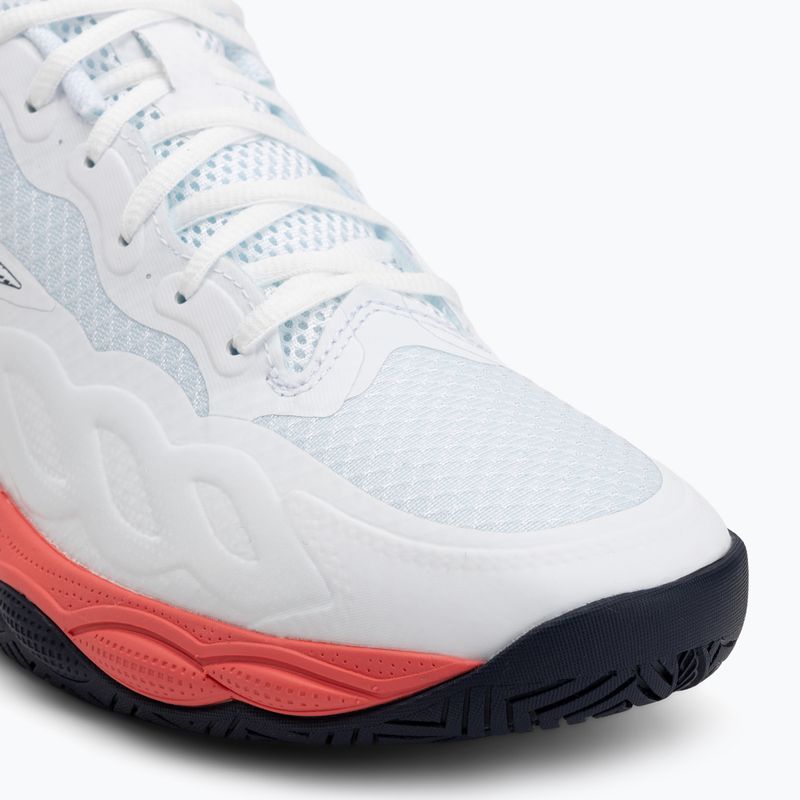 Încălțăminte de tenis pentru bărbați Mizuno Wave Enforce Court AC white/baritone blue/calypso coral 7