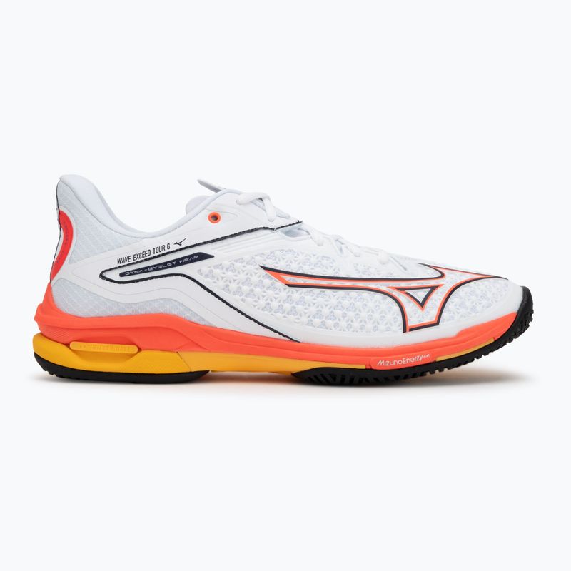 Încălțăminte de tenis pentru bărbați Mizuno Wave Exceed Tour 6 AC white/fiery coral 2/citrus 2