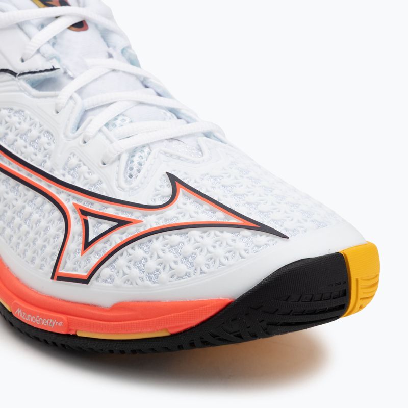 Încălțăminte de tenis pentru bărbați Mizuno Wave Exceed Tour 6 AC white/fiery coral 2/citrus 7