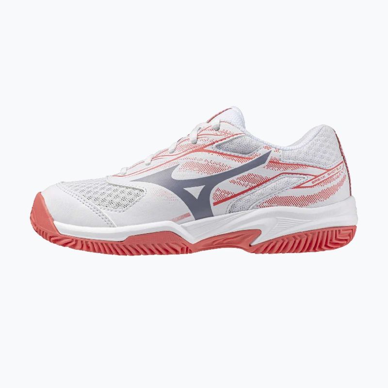 Încălțăminte de tenis pentru copii Mizuno Break Shot 5 Jr CC white/blue granite/calypso coral 8