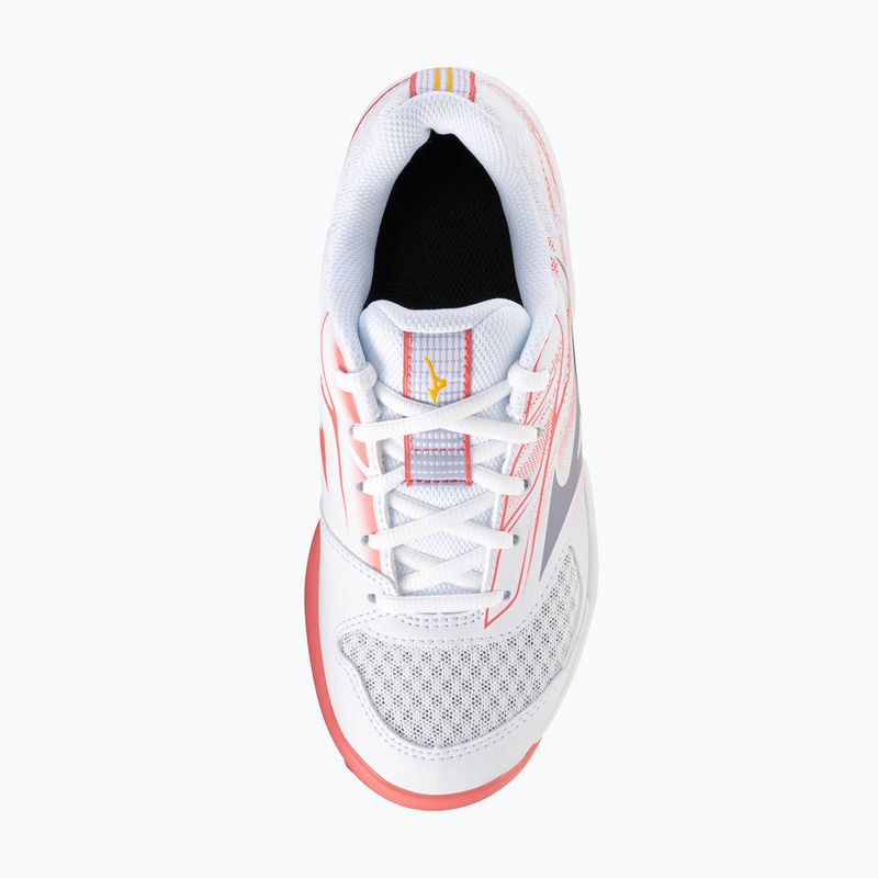Încălțăminte de tenis pentru copii Mizuno Break Shot 5 Jr CC white/blue granite/calypso coral 11