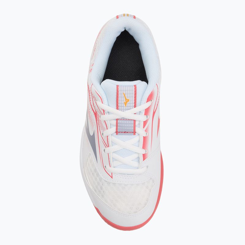 Încălțăminte de tenis pentru copii Mizuno Break Shot 5 Jr CC white/blue granite/calypso coral 5