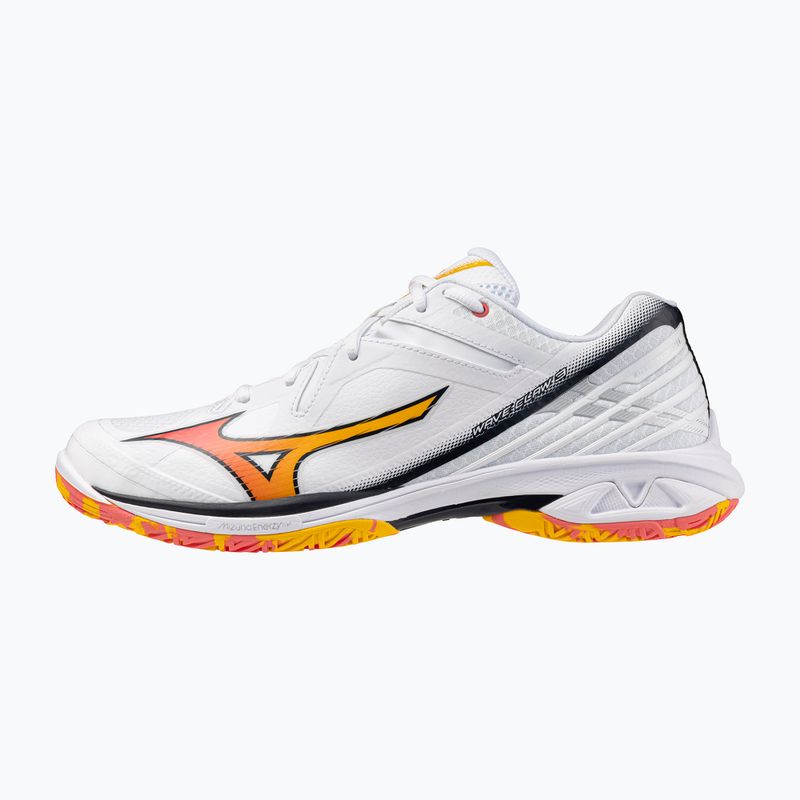 Încălțăminte de badminton Mizuno Wave Claw 3 white/citrus/calypso coral 8