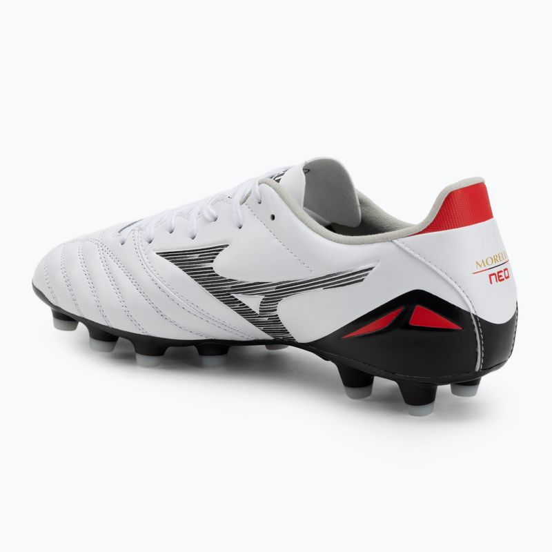 Încălțăminte de fotbal pentru bărbați Mizuno Morelia Neo IV Pro MD white/black/chinese red 3