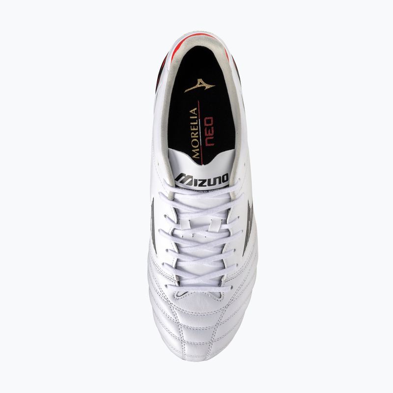 Încălțăminte de fotbal pentru bărbați Mizuno Morelia Neo IV Pro MD white/black/chinese red 12