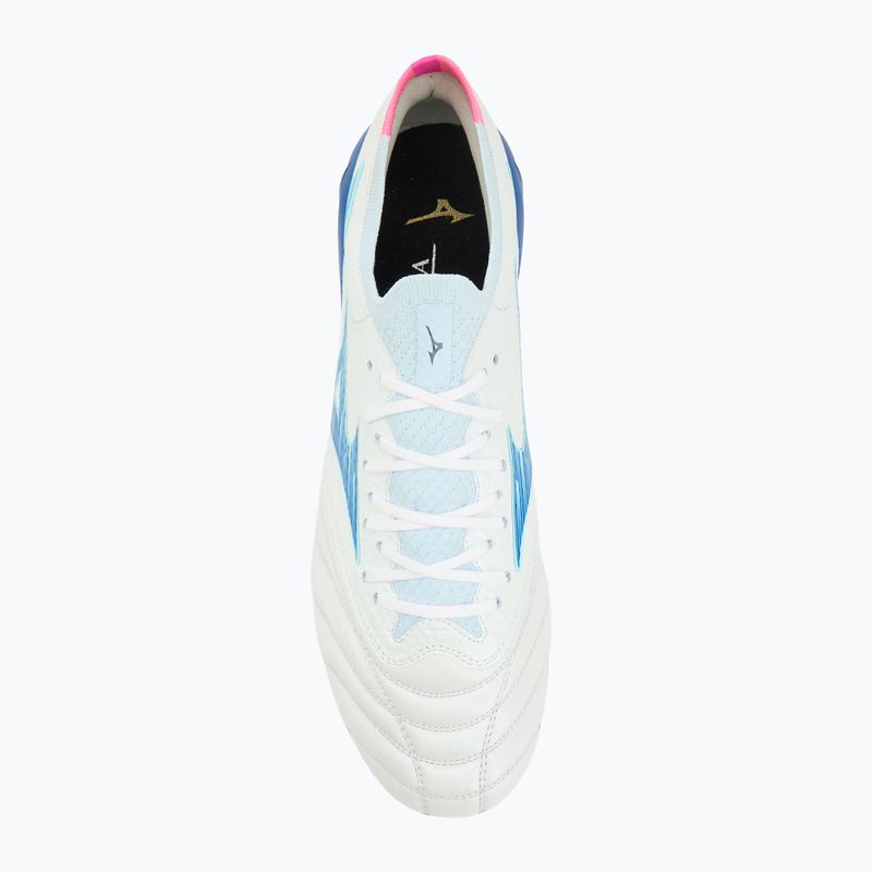 Încălțăminte de fotbal pentru bărbați Mizuno Morelia Neo IV Β Elite MD white/tanager turquoise/pink tetra 5