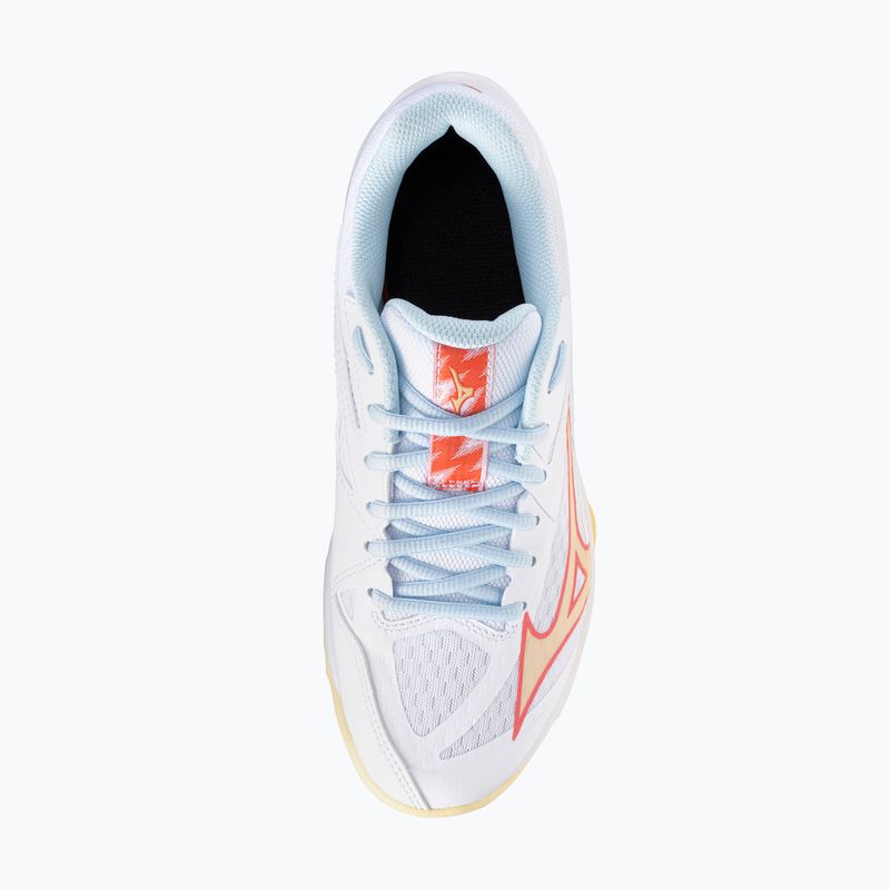 Încălțăminte de volei pentru femei Mizuno Thunder Blade Z white/calypso coral/pale banan 5