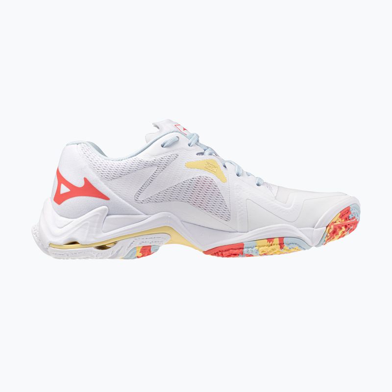 Încălțăminte de volei pentru femei Mizuno Wave Lightning Z8 white/calypso coral/pale banan 2