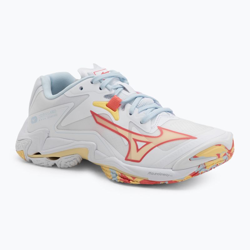 Încălțăminte de volei pentru femei Mizuno Wave Lightning Z8 white/calypso coral/pale banan