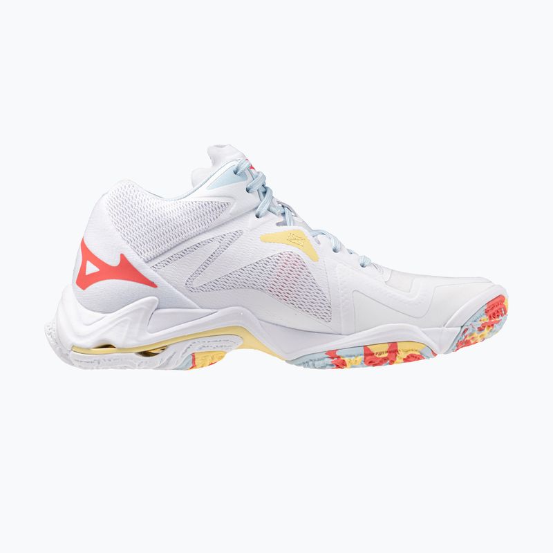Încălțăminte de volei pentru femei Mizuno Wave Lightning Z8 Mid white/calypso coral/pale banan 2