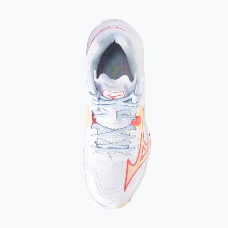 Încălțăminte de volei pentru femei Mizuno Wave Lightning Z8 Mid white/calypso coral/pale banan 5