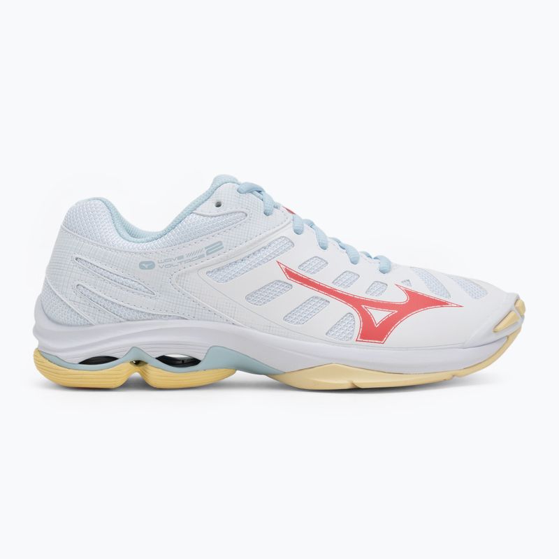 Încălțăminte de volei pentru femei Mizuno Wave Voltage 2 white/calypso coral/pale banan 2