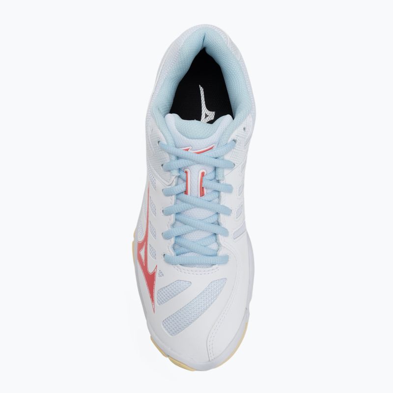 Încălțăminte de volei pentru femei Mizuno Wave Voltage 2 white/calypso coral/pale banan 5
