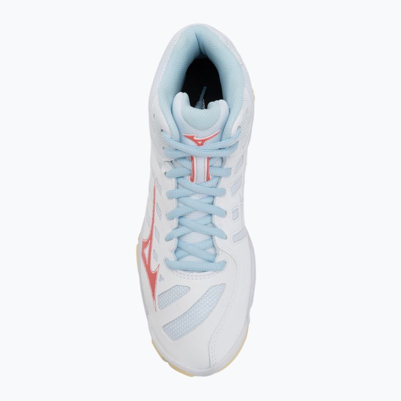 Încălțăminte de volei pentru femei Mizuno Wave Voltage 2 Mid white/calypso coral/pale banan 5