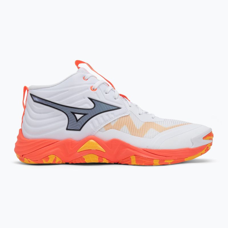 Încălțăminte de volei Mizuno Wave Momentum Elite Mid white/fiery coral 2/citrus 2