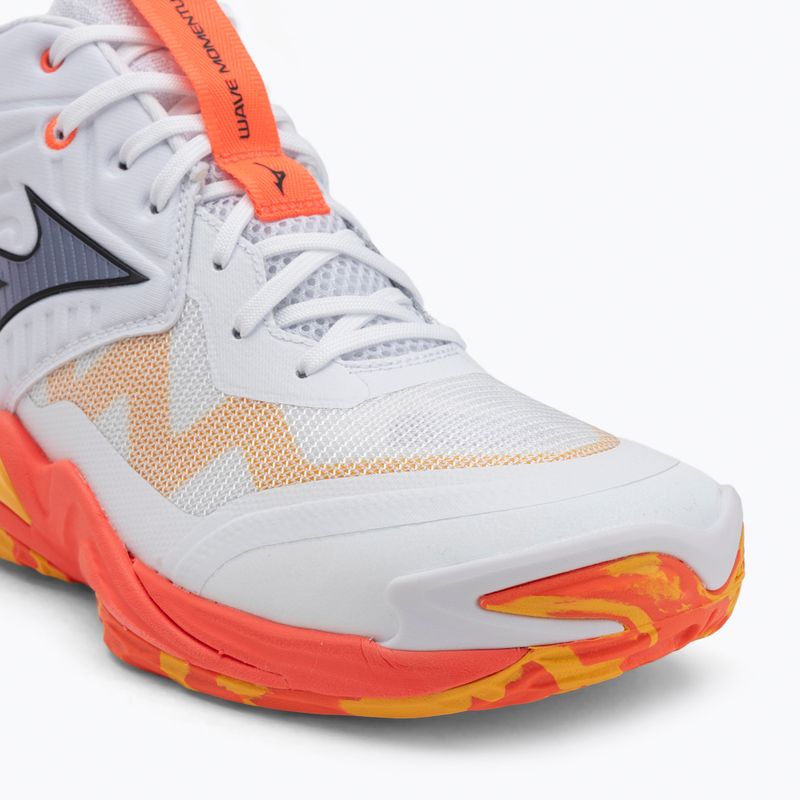 Încălțăminte de volei Mizuno Wave Momentum Elite Mid white/fiery coral 2/citrus 7