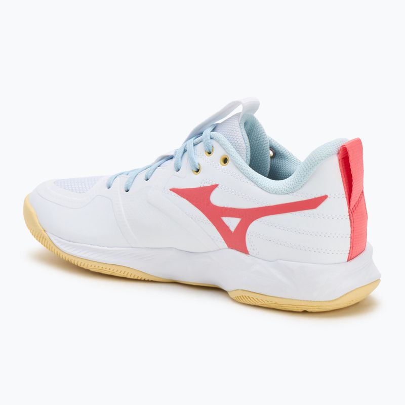 Încălțăminte de volei pentru femei Mizuno Wave Momentum Pro white/calypso coral/pale banan 3