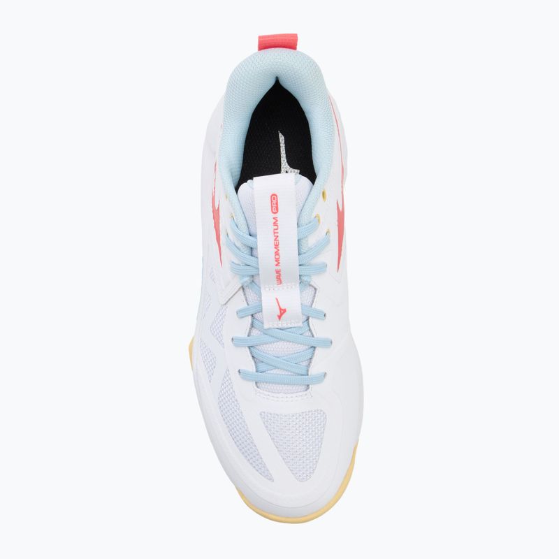 Încălțăminte de volei pentru femei Mizuno Wave Momentum Pro white/calypso coral/pale banan 5