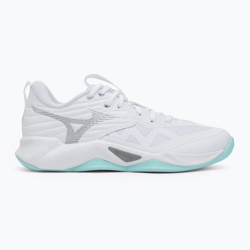 Încălțăminte de volei pentru femei Mizuno Wave Momentum Pro white/blue tint 2