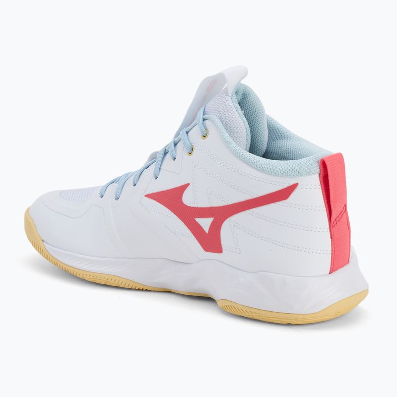 Încălțăminte de volei pentru femei Mizuno Wave Momentum Pro Mid white/calypso coral/pale banan 3