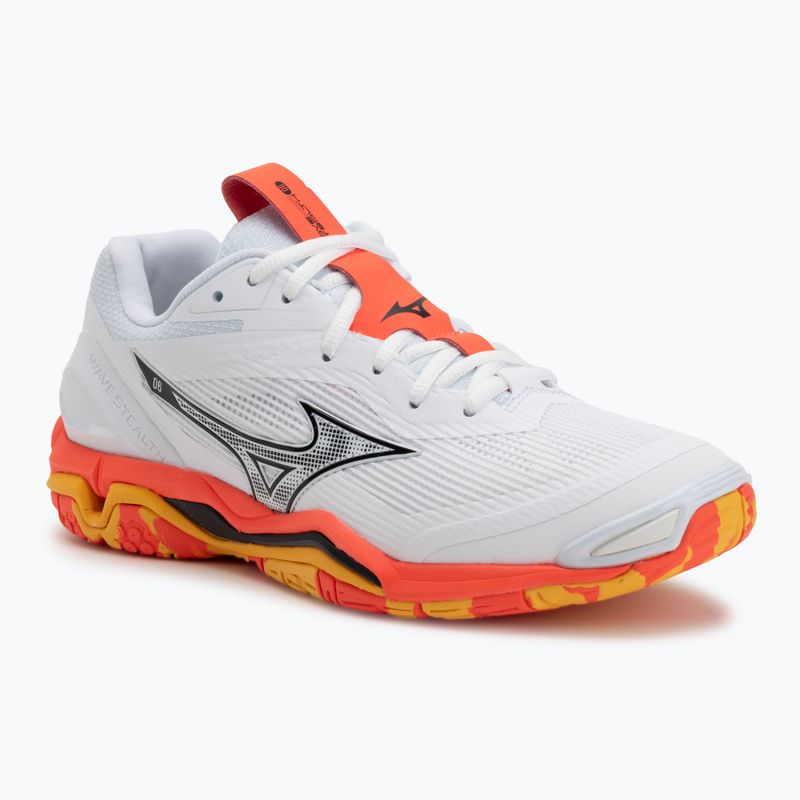 Încălțăminte de handbal Mizuno Wave Stealth 6 white/fiery coral 2/citrus